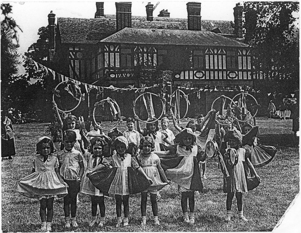 Children dancing at the fete held at Hankelow Court circa 1940