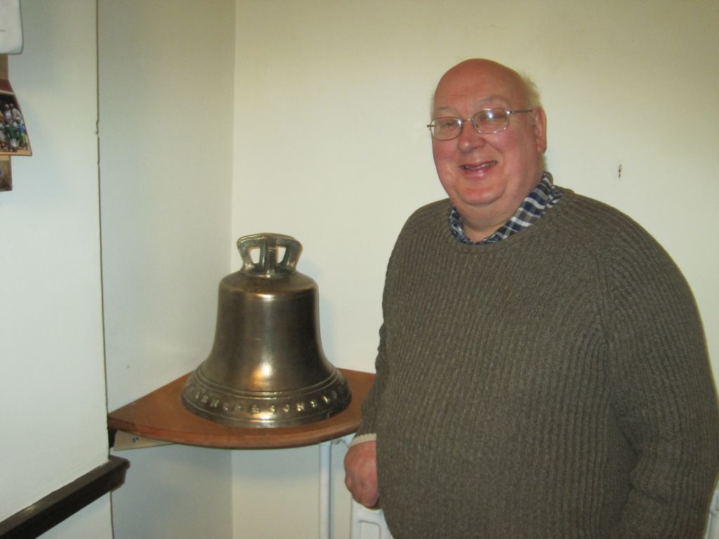In March 2012, the bell from the now-demolished Hankelow Primary School was installed in Hankelow Methodist Chapel. It is pictured here with Ian Jones